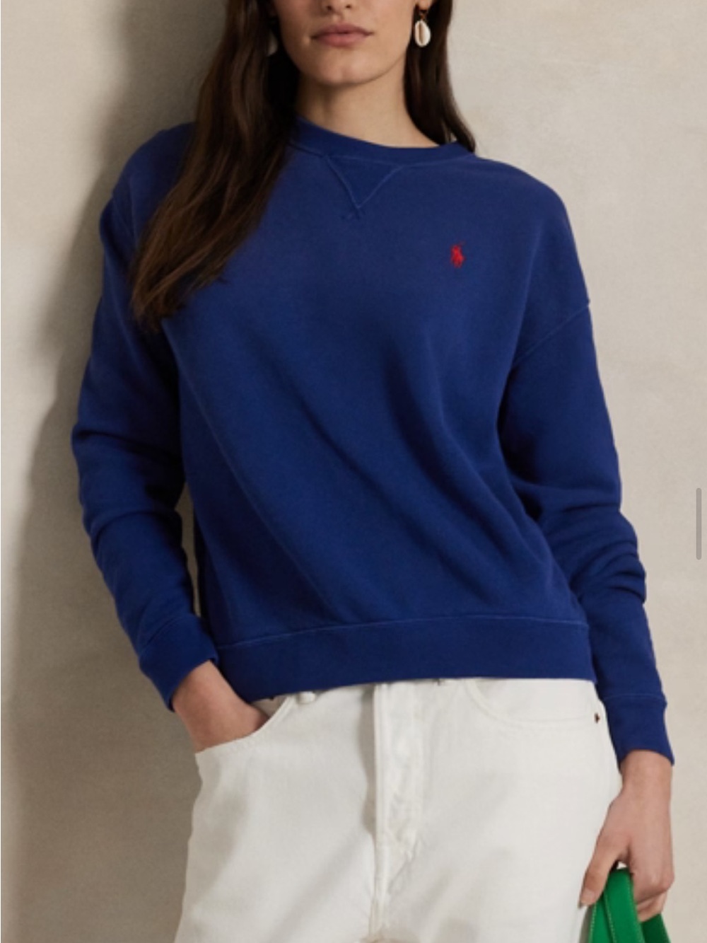 Ralph Lauren Royal Blue Crewneck Sweatshirt with Red Pony